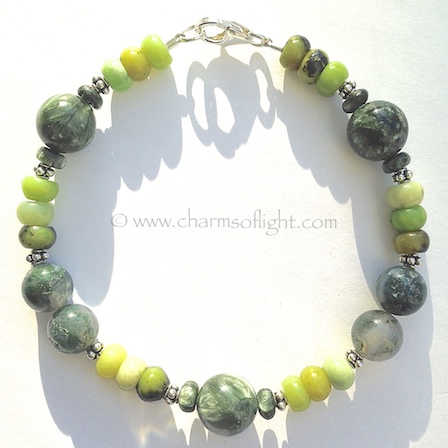 Seraphinite, Chrysoprase & Moss Agate Bracelet